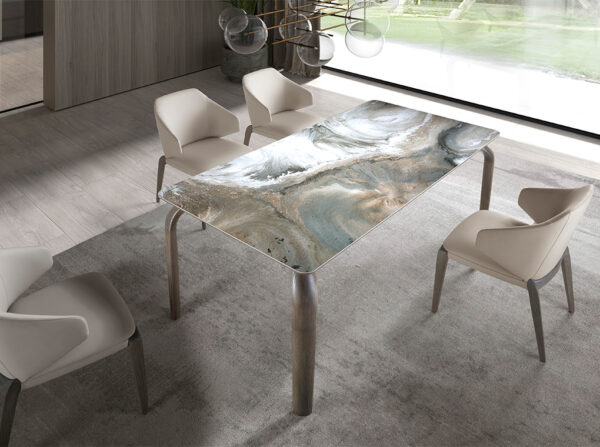 Masa dining maro/gri din lemn si portelan Windless - imagine 2