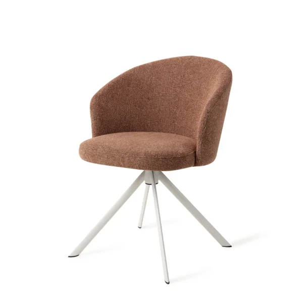 Scaun dining rotativ maro/alb din tesatura Niimi - imagine 3