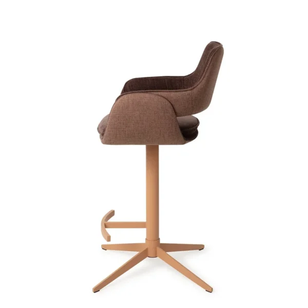 Scaun de bar rotativ maro din tesatura Oketo - imagine 4
