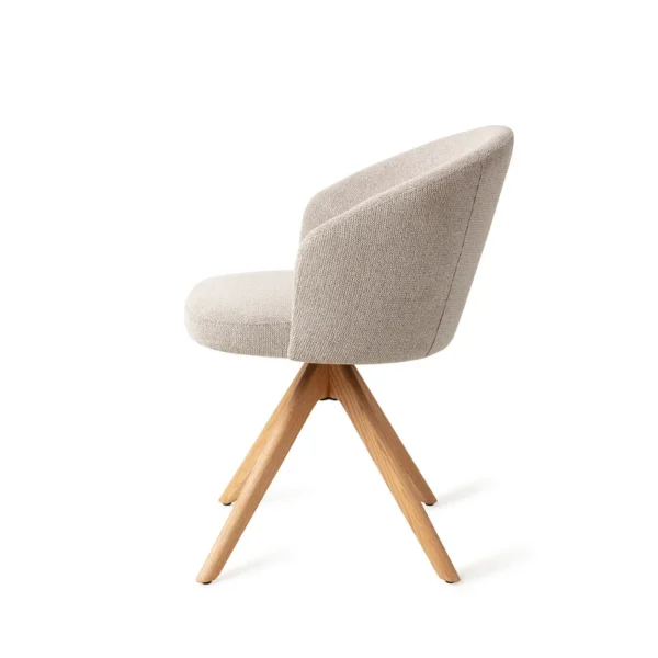 Scaun dining rotativ bej/stejar din tesatura Niimi - imagine 4