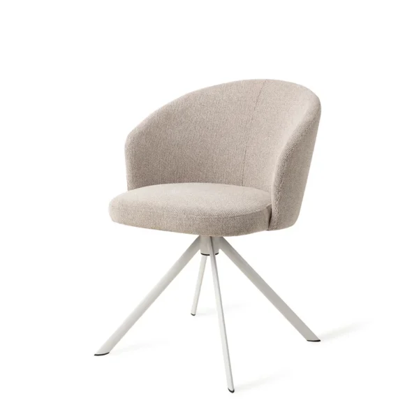 Scaun dining rotativ bej/alb din tesatura Niimi - imagine 3