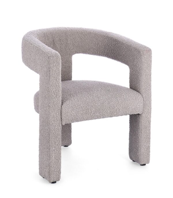 Scaun dining gri din tesatura boucle Arabella - imagine 3