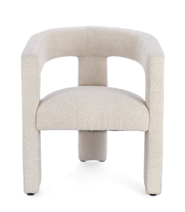 Scaun dining alb din tesatura boucle Arabella