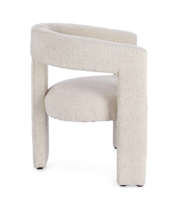 Scaun dining alb din tesatura boucle Arabella - imagine 3