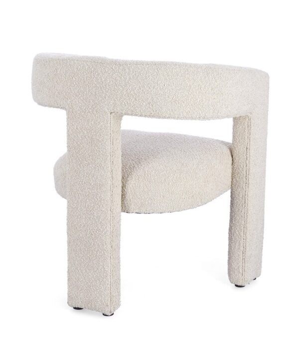 Scaun dining alb din tesatura boucle Arabella - imagine 4