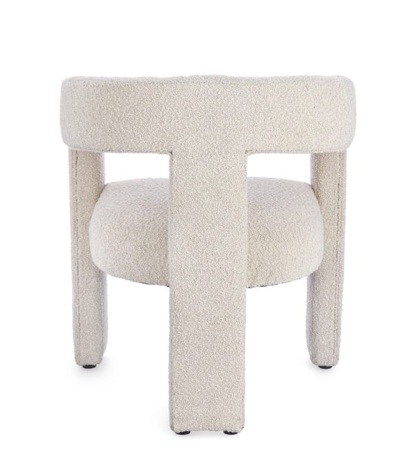 Scaun dining alb din tesatura boucle Arabella - imagine 5
