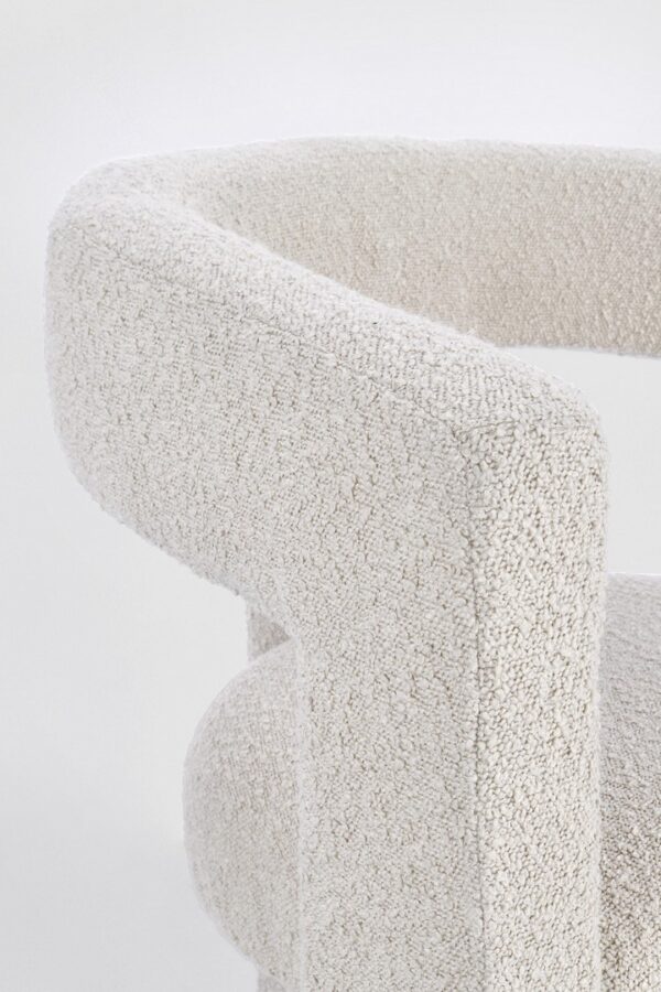 Scaun dining alb din tesatura boucle Arabella - imagine 6