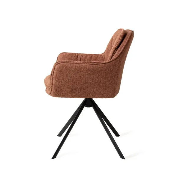 Set 2 scaune dining rotative din tesatura caramiziu/negru Akune - imagine 3