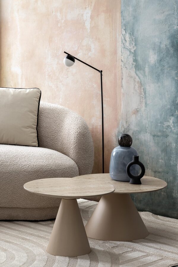 Canapea crem din tesatura boucle Tecla - imagine 8