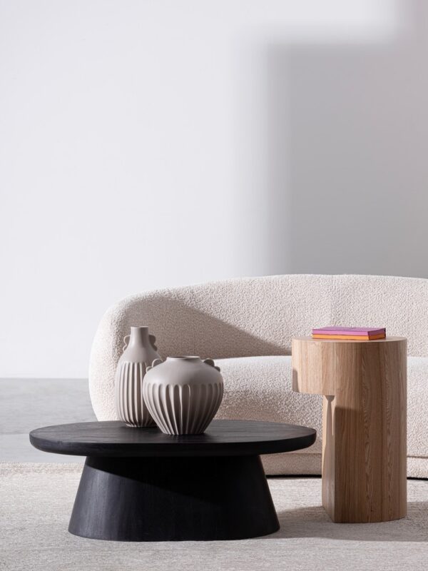 Canapea crem din tesatura boucle Tecla - imagine 2