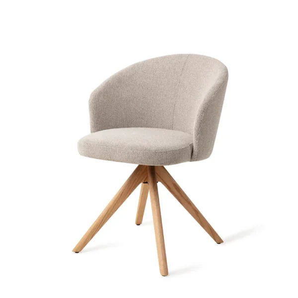 Scaun dining rotativ bej/stejar din tesatura Niimi - imagine 3