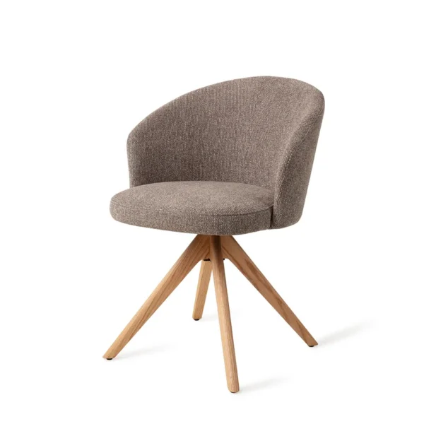 Scaun dining rotativ grej/stejar din tesatura Niimi - imagine 3