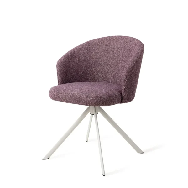 Scaun dining rotativ mov/alb din tesatura Niimi - imagine 2