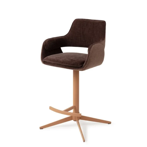 Scaun de bar rotativ maro din tesatura Oketo - imagine 2