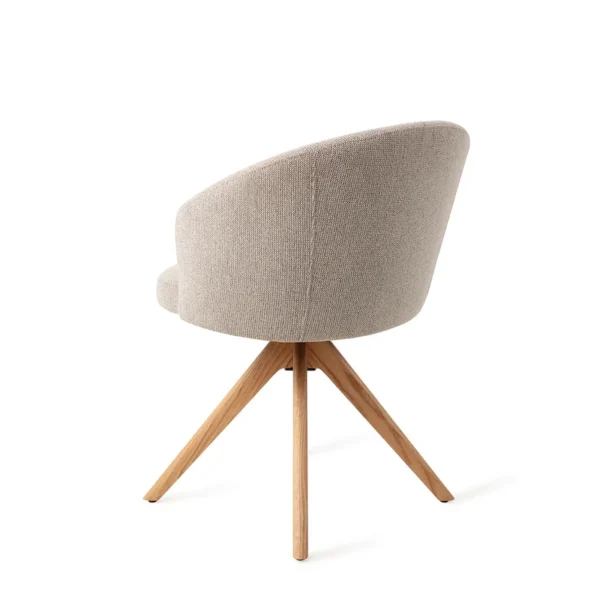 Scaun dining rotativ bej/stejar din tesatura Niimi - imagine 5