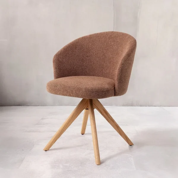 Scaun dining rotativ maro/stejar din tesatura Niimi - imagine 2