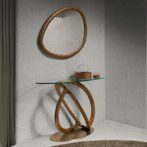 Oglinda decorativa maro din lemn si sticla Crystal