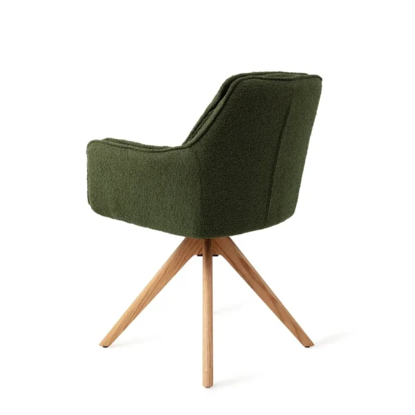 Set 2 scaune dining rotative din tesatura verde/stejar Akune - imagine 3