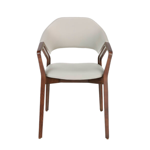 Scaun dining maro/bej din lemn si piele artificiala Nogal - imagine 3