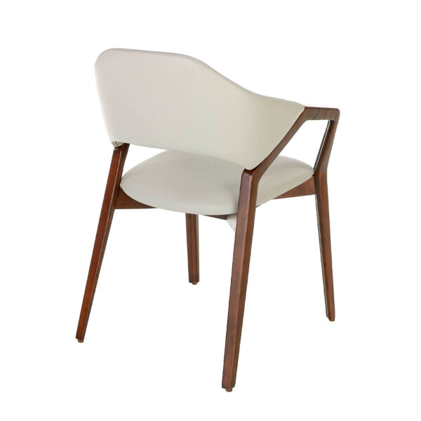 Scaun dining maro/bej din lemn si piele artificiala Nogal - imagine 5