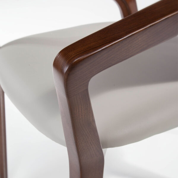 Scaun dining maro/bej din lemn si piele artificiala Nogal - imagine 6