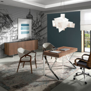 Scaun dining maro/bej din lemn si piele artificiala Nogal