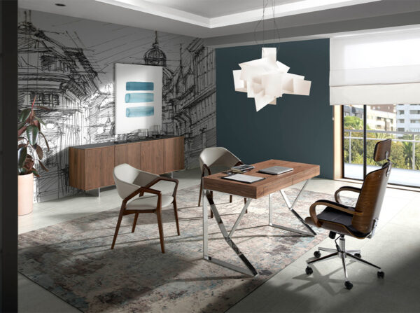 Scaun dining maro/bej din lemn si piele artificiala Nogal - imagine 2
