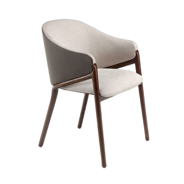 Scaun dining crem din piele artificiala si lemn Montecristo