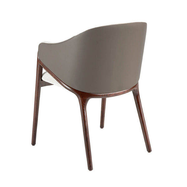 Scaun dining crem din piele artificiala si lemn Montecristo - imagine 5