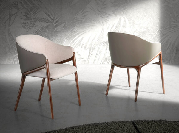 Scaun dining crem din piele artificiala si lemn Montecristo - imagine 3