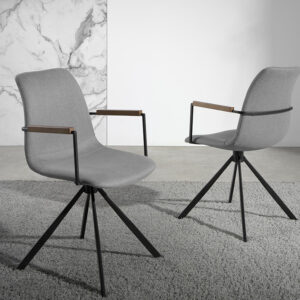 Scaun de birou rotativ gri din tesatura si otel Classio