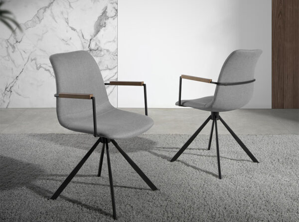 Scaun de birou rotativ gri din tesatura si otel Classio - imagine 2