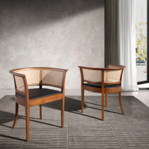 Scaun dining maro din lemn si ratan Cassidi