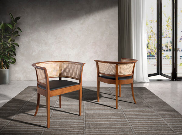 Scaun dining maro din lemn si ratan Cassidi - imagine 2