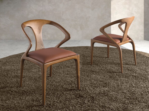 Scaun dining maro din piele artificiala si lemn Crystal II - imagine 4