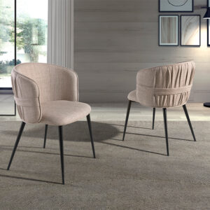 Scaun dining bej din tesatura si inox Breves