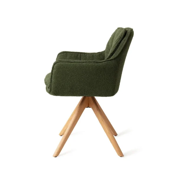 Set 2 scaune dining rotative din tesatura verde/stejar Akune - imagine 4