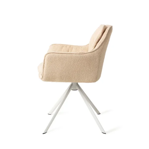 Set 2 scaune dining rotative din tesatura bej/alb Akune - imagine 4