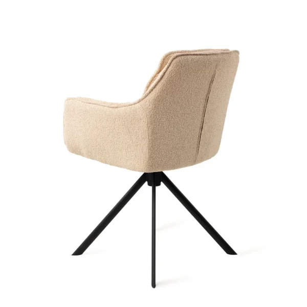 Set 2 scaune dining rotative din tesatura bej/negru Akune - imagine 3