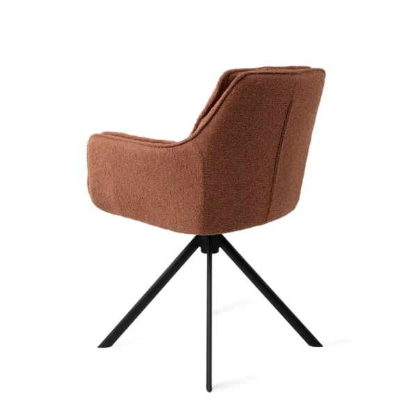 Set 2 scaune dining rotative din tesatura caramiziu/negru Akune - imagine 4