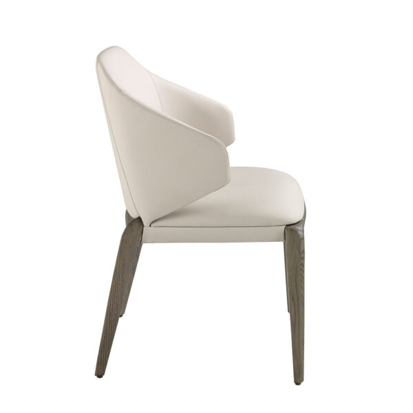 Scaun dining crem din piele artificiala si lemn Isola - imagine 7