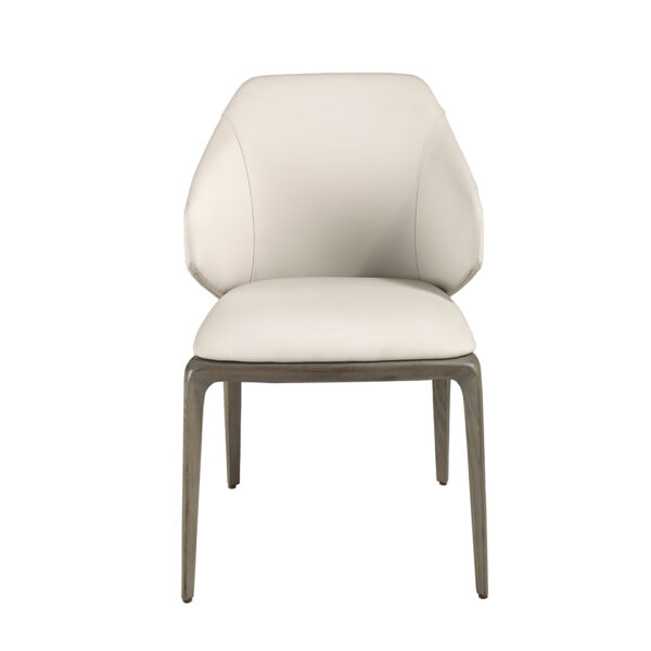 Scaun dining crem din piele artificiala si lemn Isola - imagine 5