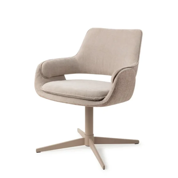 Scaun de birou rotativ bej din tesatura Oketo - imagine 3
