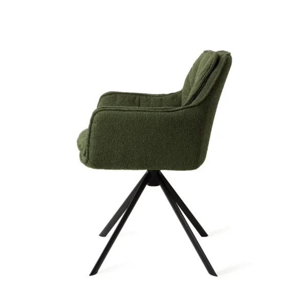 Set 2 scaune dining rotative din tesatura verde/negru Akune - imagine 4