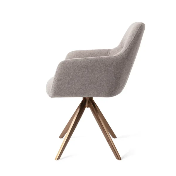 Set 2 scaune dining rotative din tesatura gri deschis/roze Kinko - imagine 3