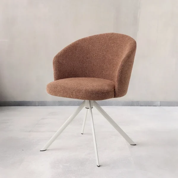 Scaun dining rotativ maro/alb din tesatura Niimi - imagine 2