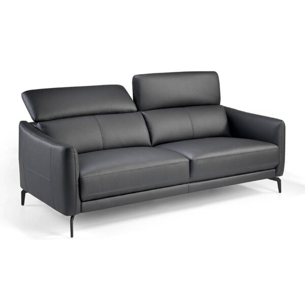 Canapea neagra din lemn si piele naturala Jericko - imagine 3