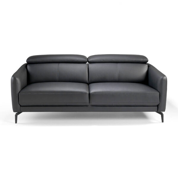 Canapea neagra din lemn si piele naturala Jericko - imagine 4