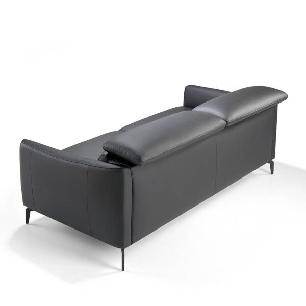 Canapea neagra din lemn si piele naturala Jericko - imagine 5