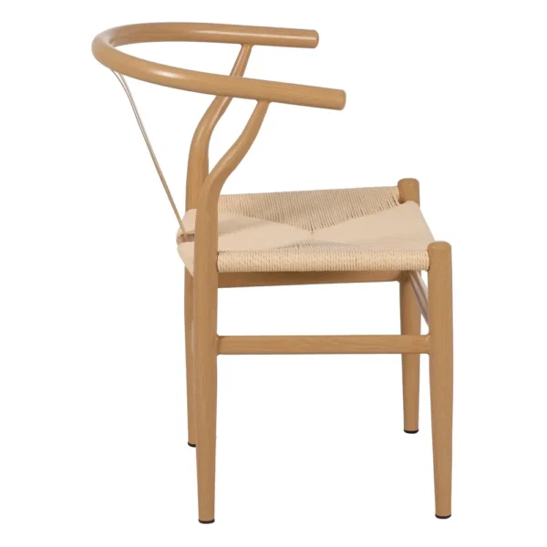 Set 2 scaune dining bej natur din metal si fibre naturale Lysse - imagine 3
